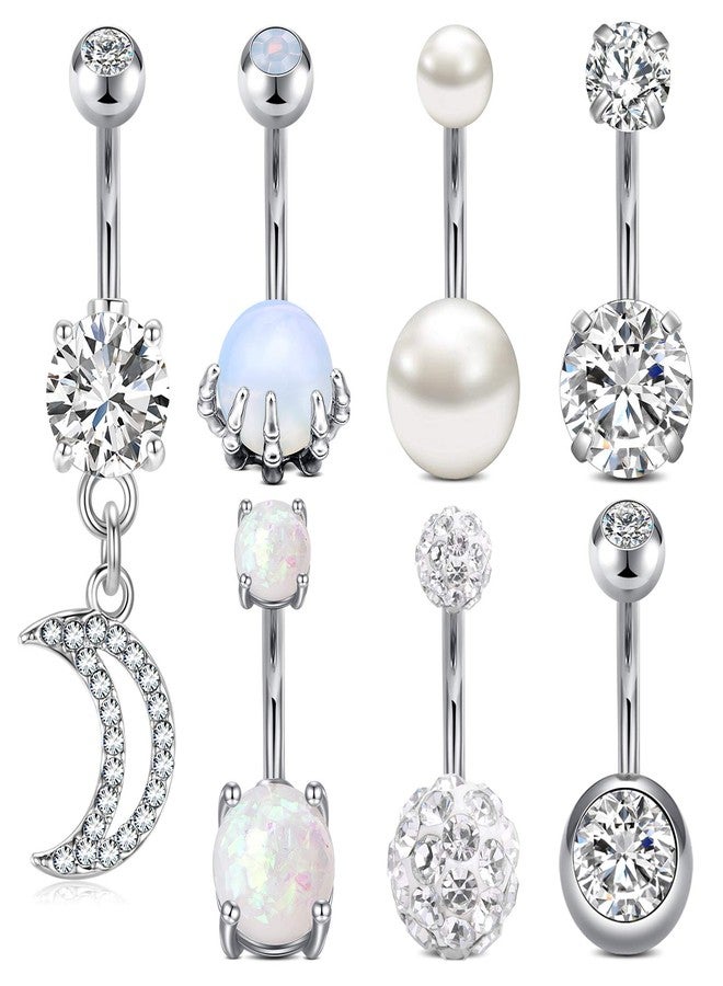 MODRSA Belly Button Ring Surgical Steel Hypoallergenic Belly Rings for Women Belly Button Piercing Jewelry Silver - Image 1